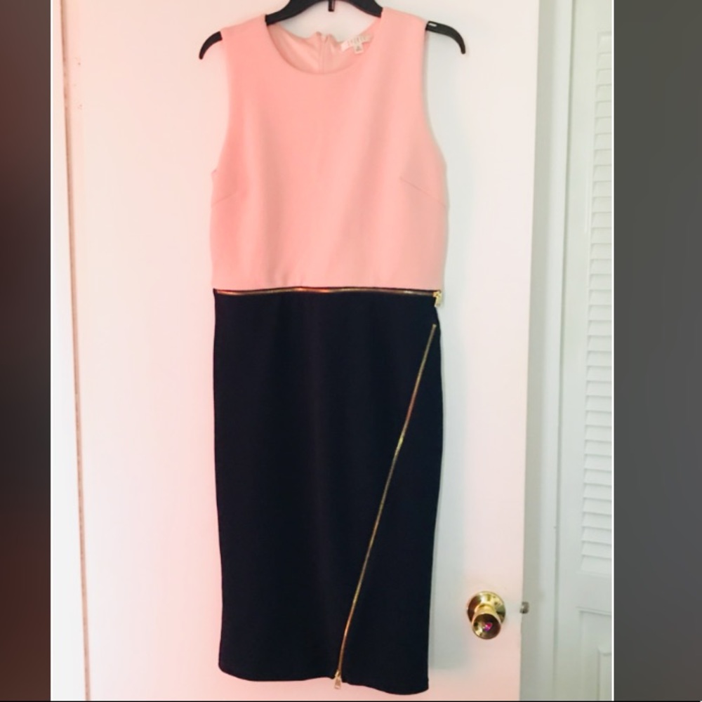 Spense pink and blue dress with zipper accent
